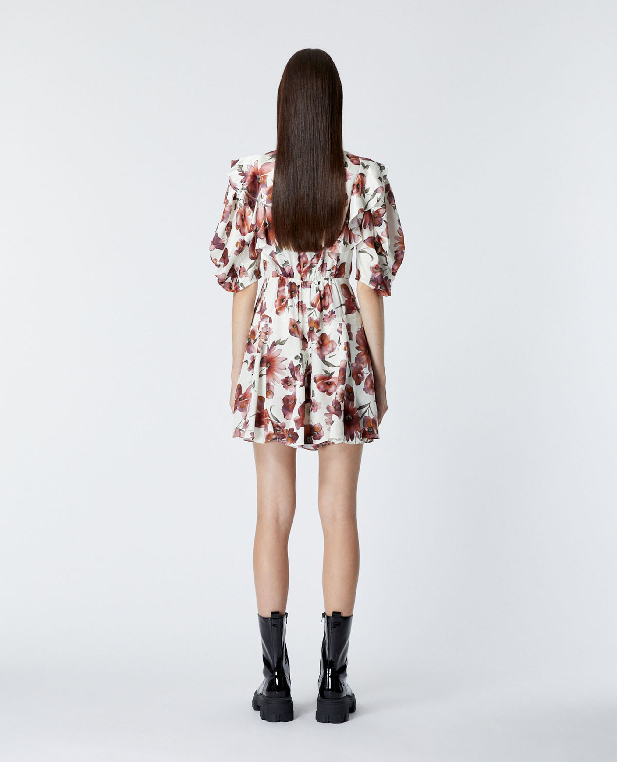Short wrap dress with floral print, ECRU, hi-res image number null
