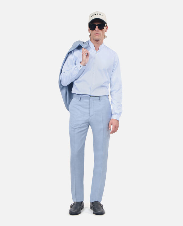 chemise col officier bleue