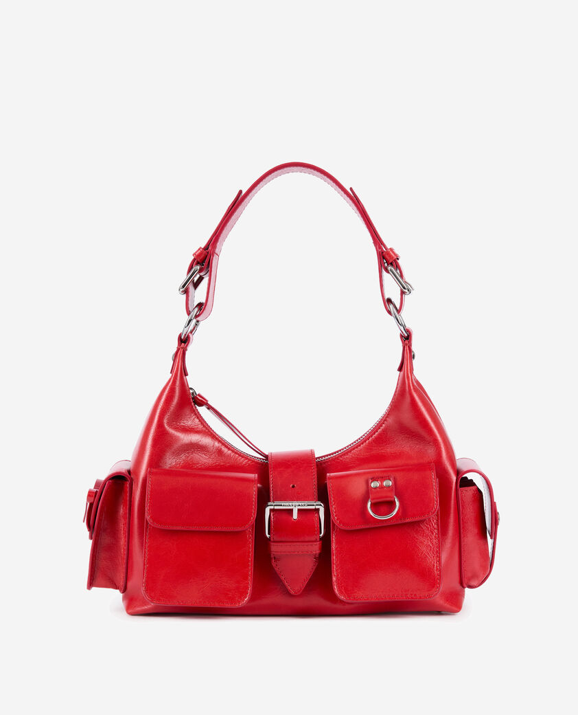 The Kooples FEMME RED sac amelia en cuir craquel&eacute; rouge