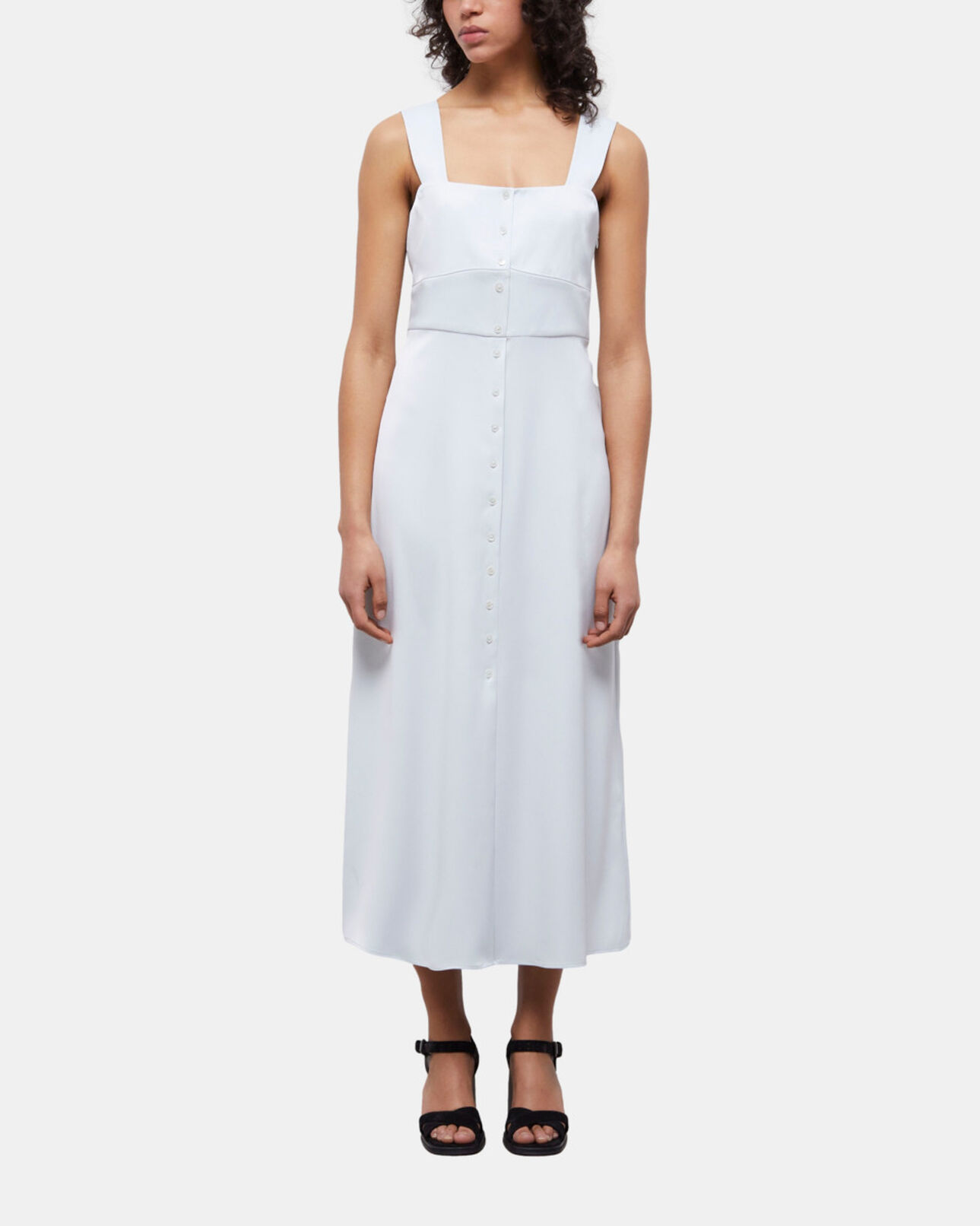 The Kooples WOMEN GREEN WATER long light green dress with buttoning