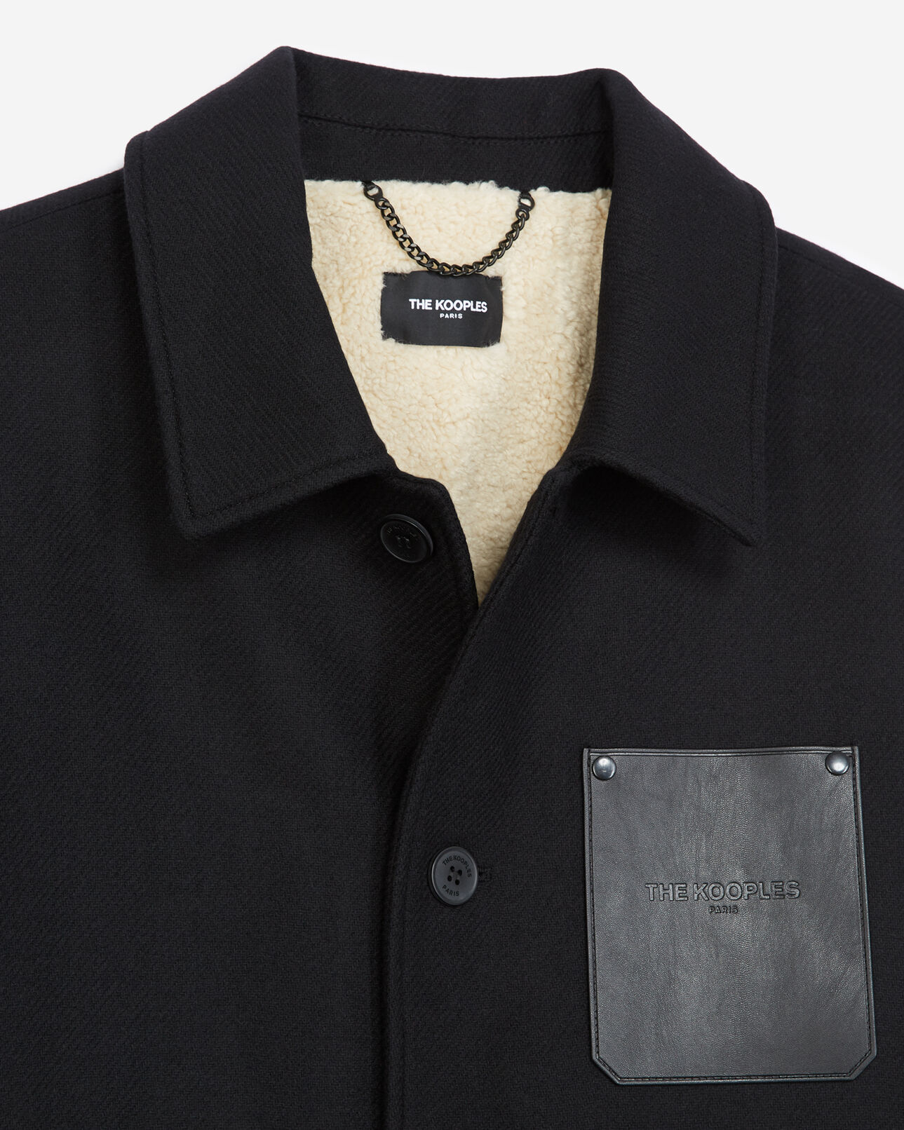 The Kooples HOMBRE BLACK chaqueta lana negra bolsillo pecho