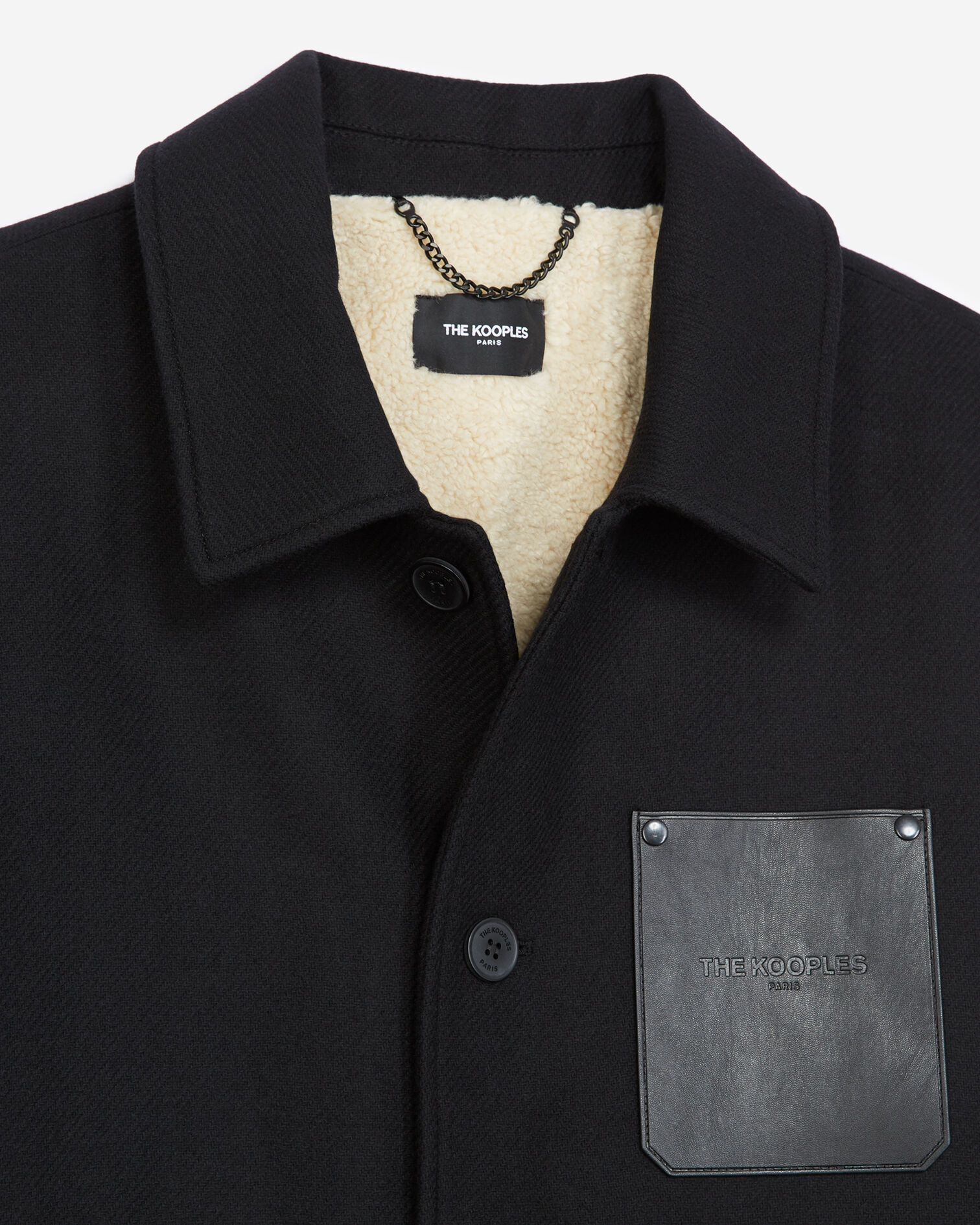 Chaqueta lana negra bolsillo pecho, BLACK, hi-res image number null