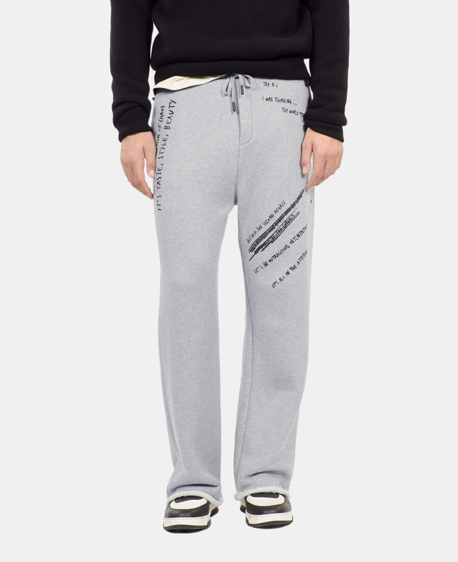 The Kooples MEN STONE GREY handwritten serigraphy tracksuit trousers