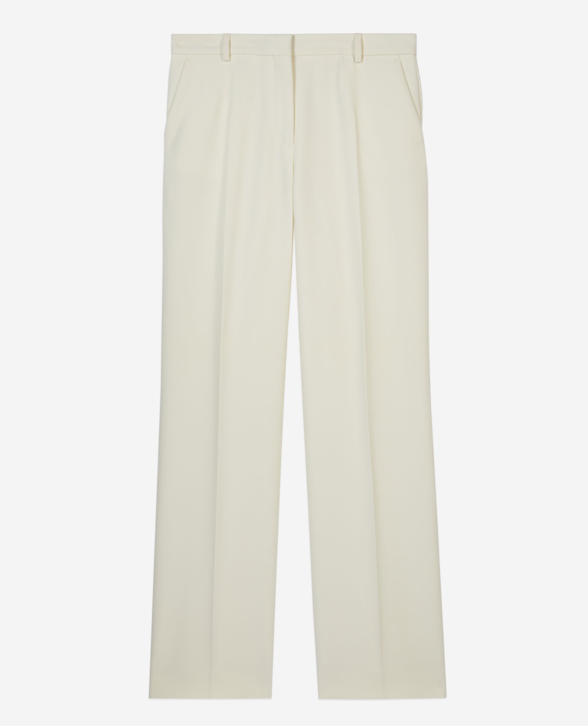 Ecru straight-cut crepe tailored pants, ECRU, hi-res image number null