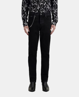 The Kooples HOMME BLACK WASHED jean noir droit avec chaîne