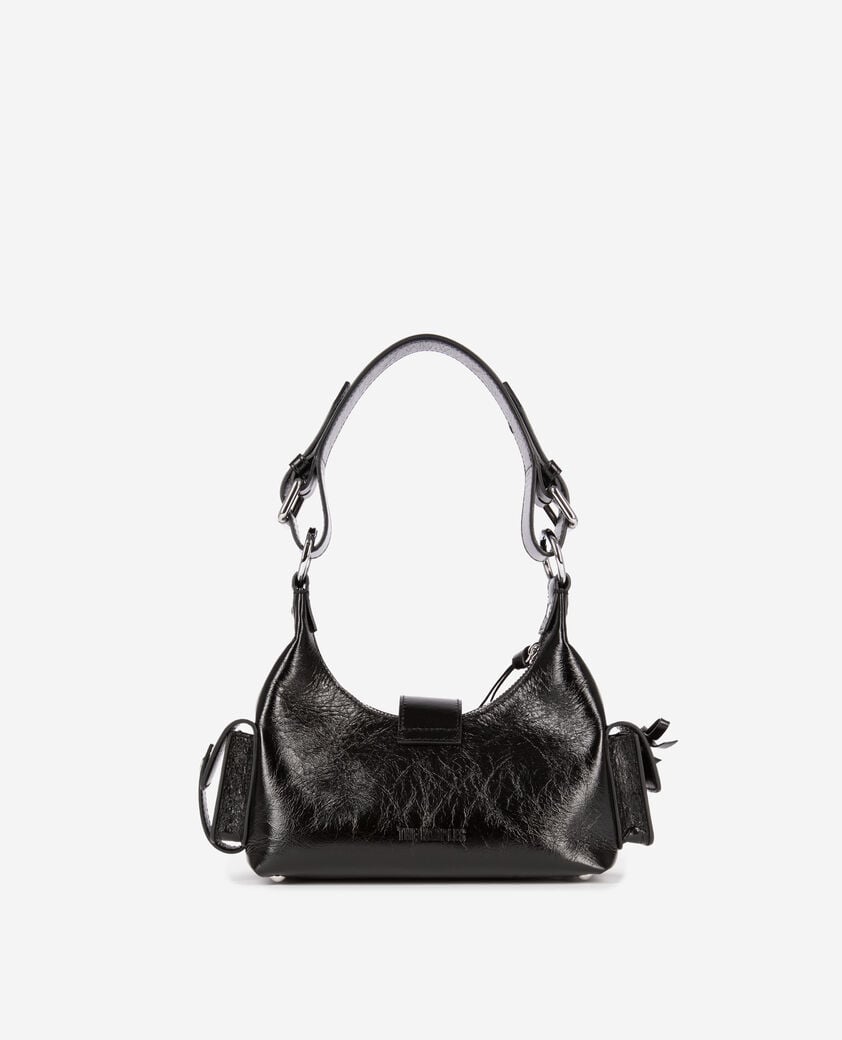 The Kooples WOMEN BLACK amelia small bag in black cracked leather