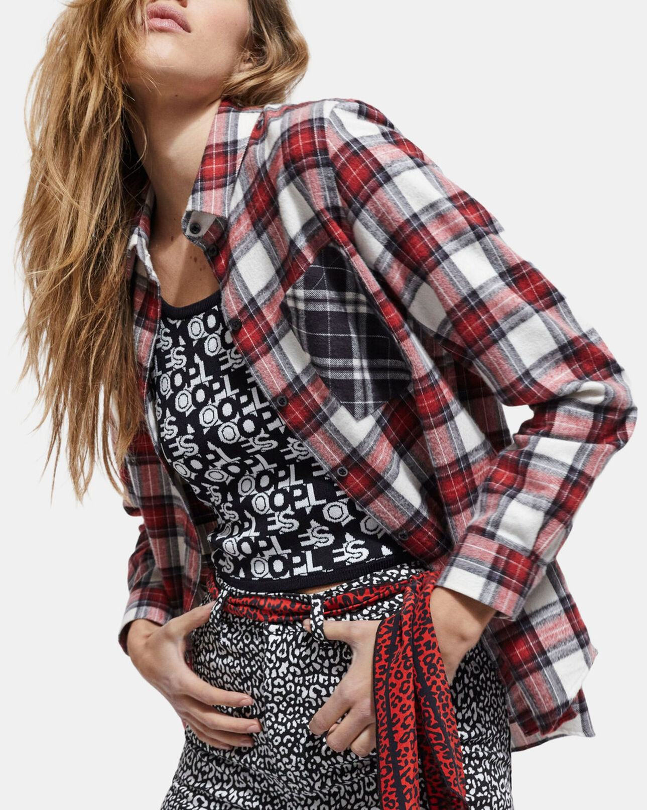 The Kooples WOMEN RED overshirt with check motif