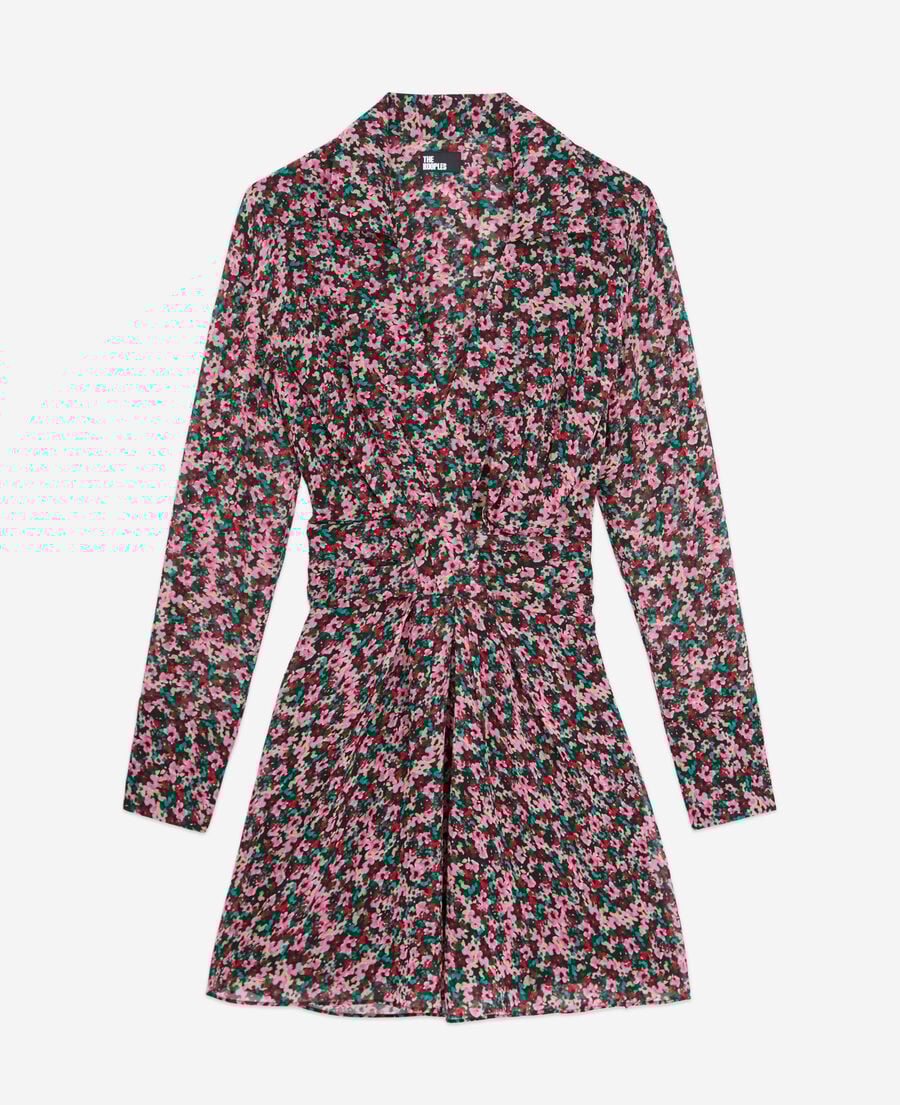 The Kooples F MULTICOLOR short printed dress with draping