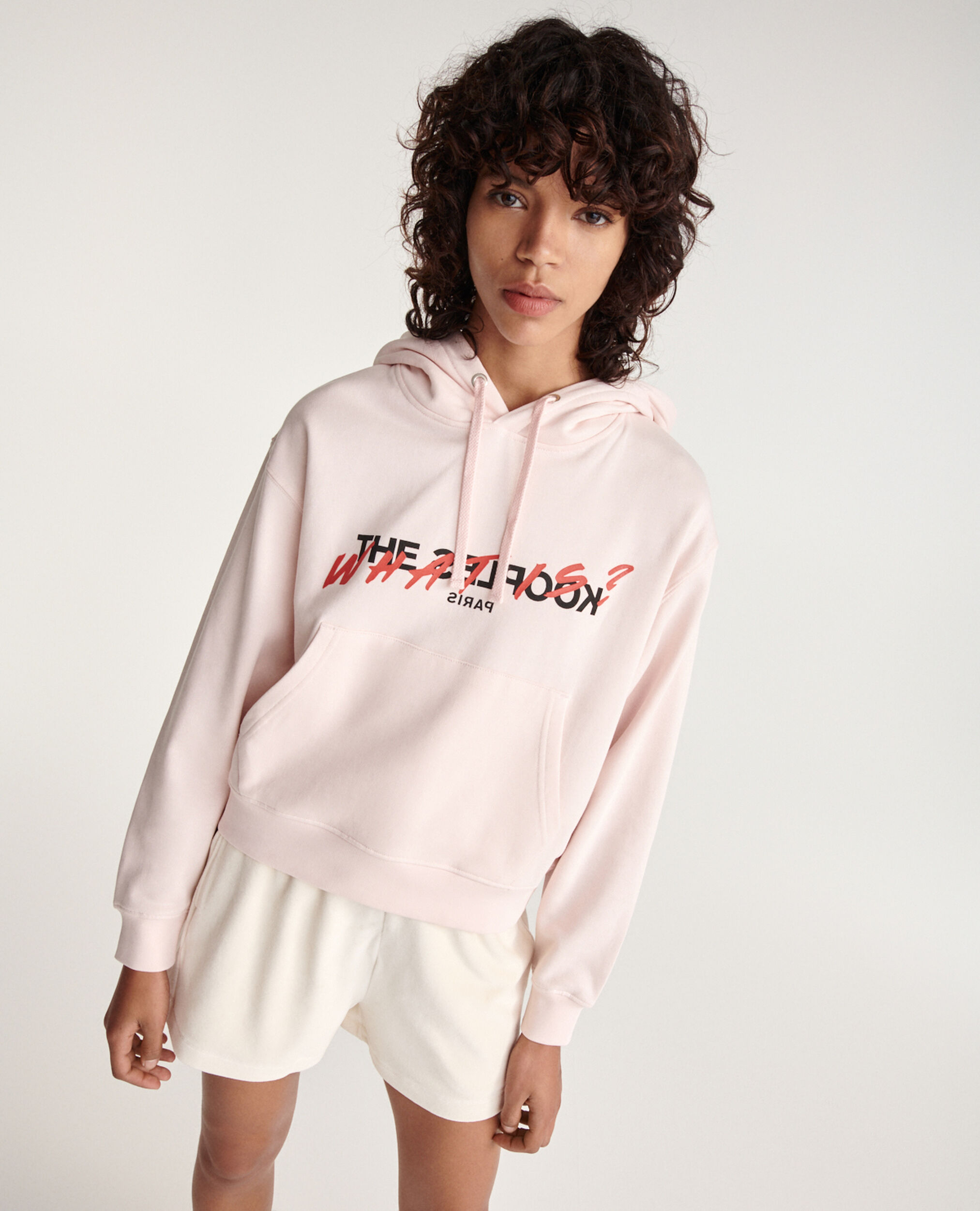 Pink sweatshirt with screen print what is, PINK, hi-res image number null