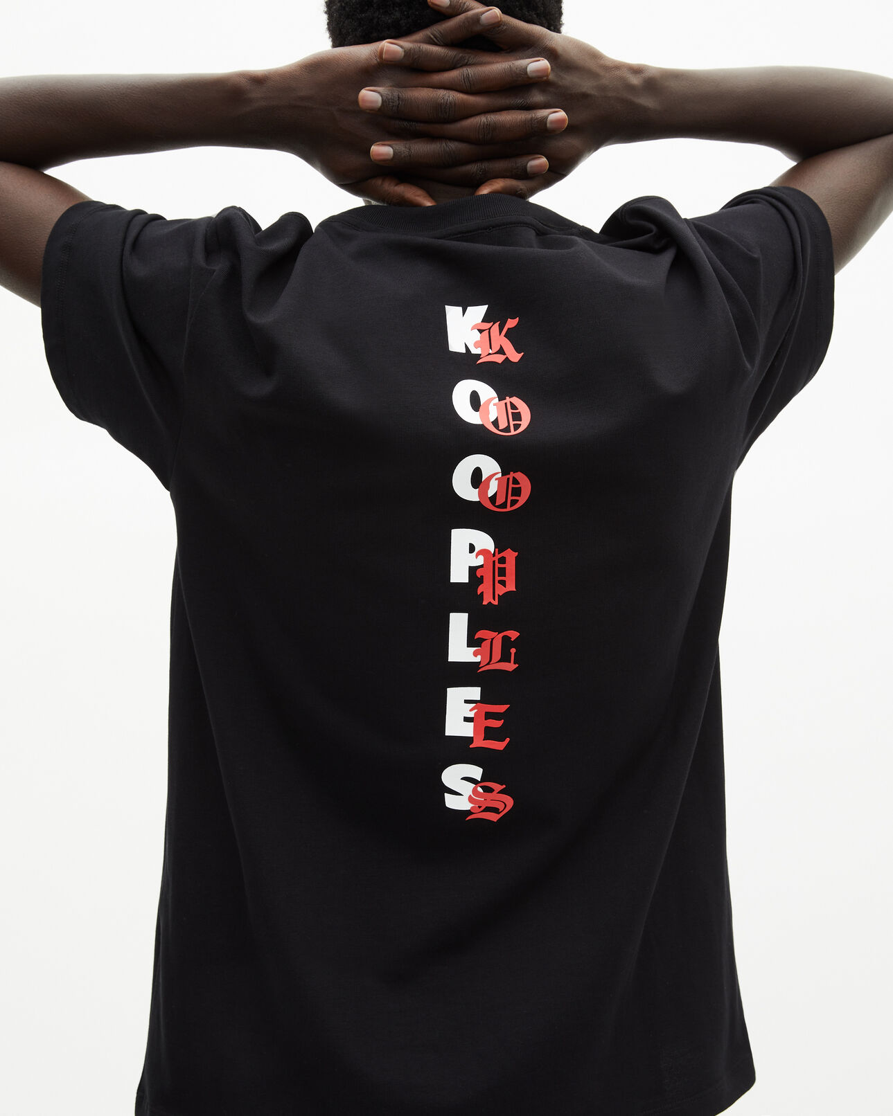 The Kooples HERREN BLACK schwarzes t-shirt mit siebdruck 