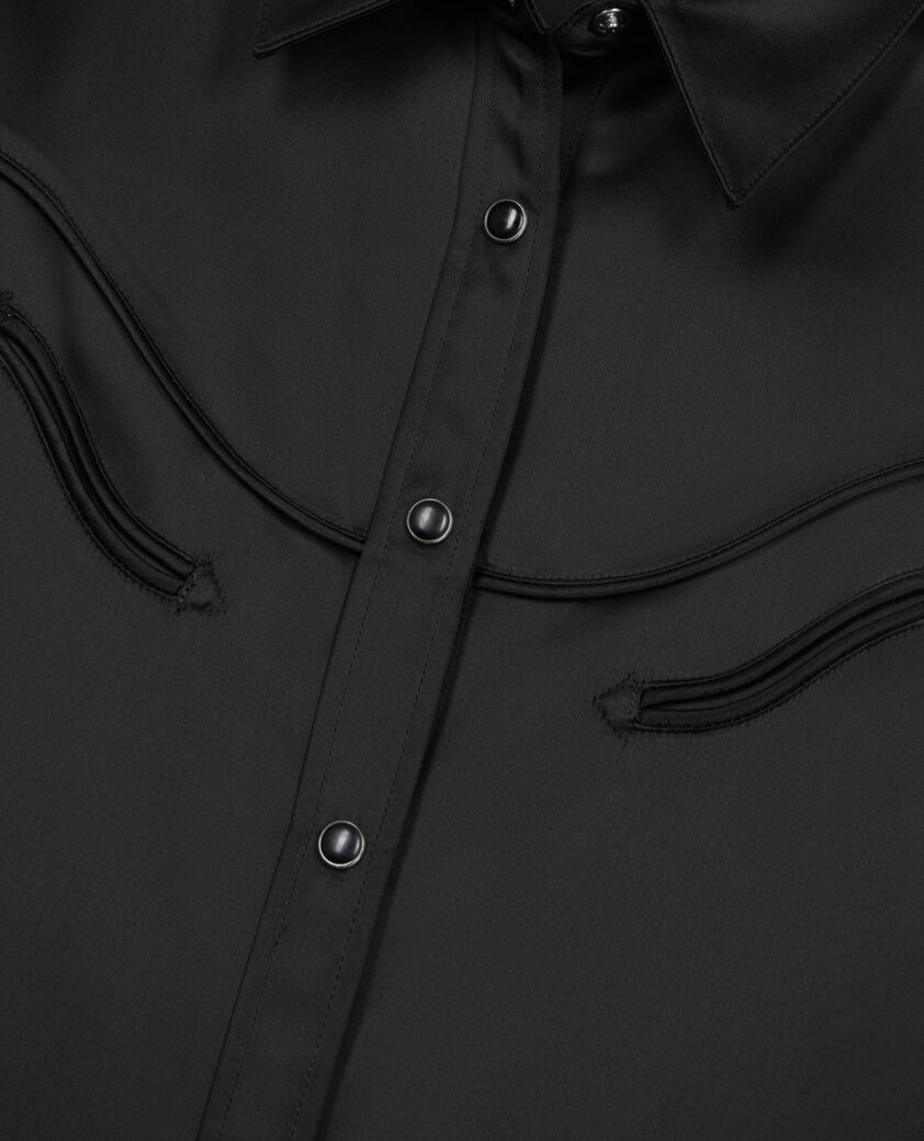 The Kooples MUJER BLACK camisa satinada estilo western negra