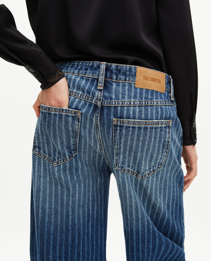 The Kooples FEMME BABY BLUE jean large &agrave; rayures bleu