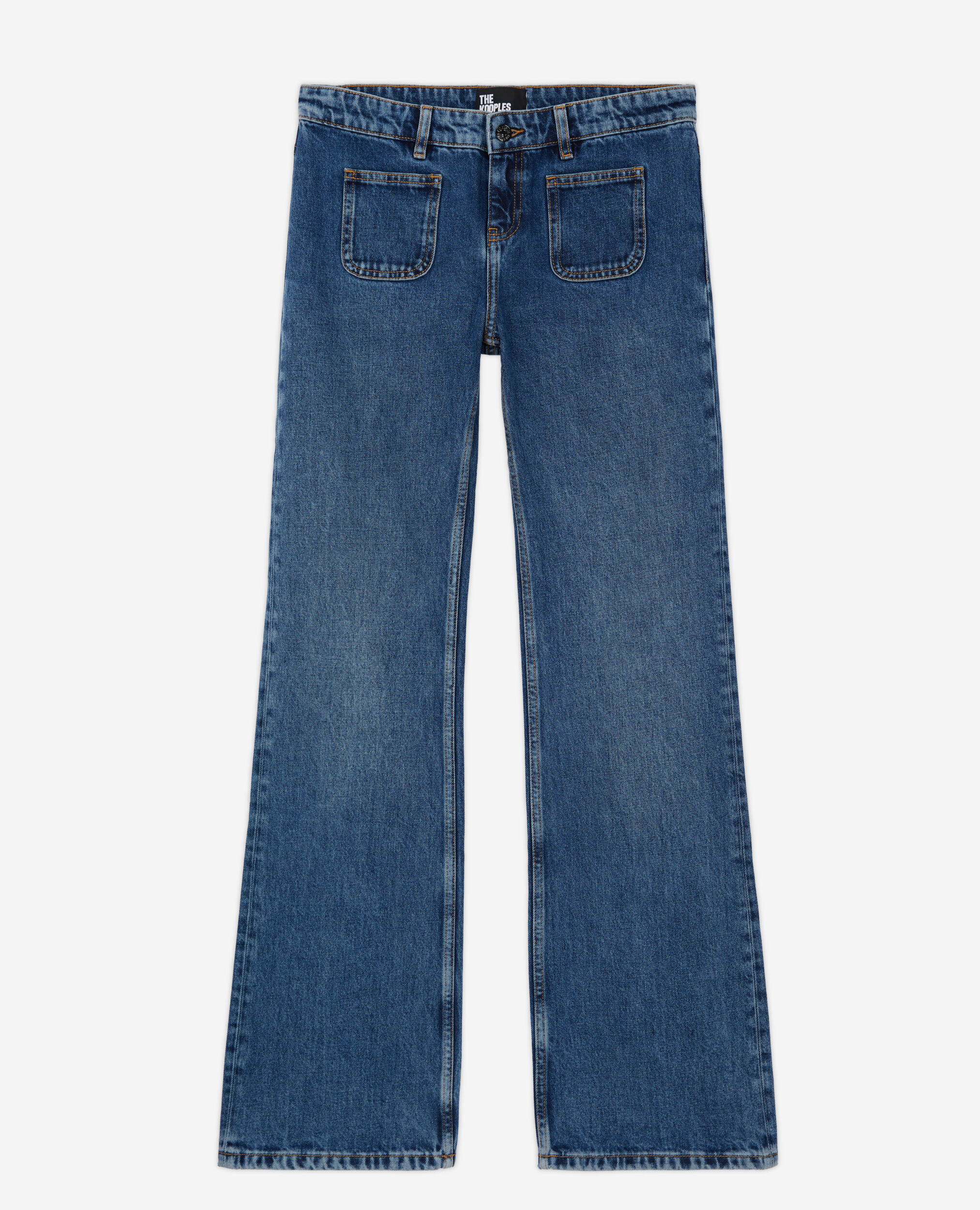 Blaue Jeans mit ausgestelltem Bein, BLUE DENIM, hi-res image number null
