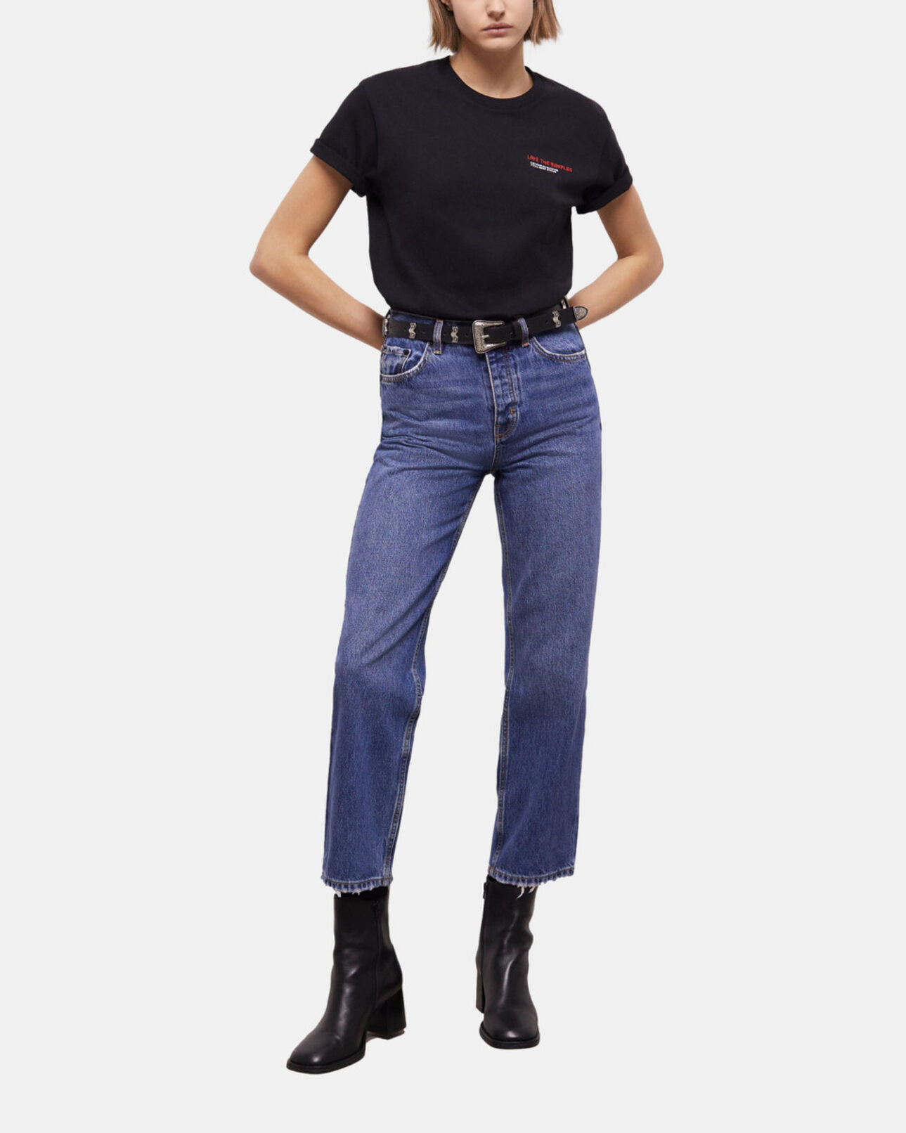 The Kooples WOMEN BLUE DENIM blue straight-cut jeans