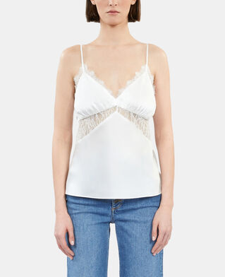 The Kooples WOMEN ECRU ecru silk camisole with lace
