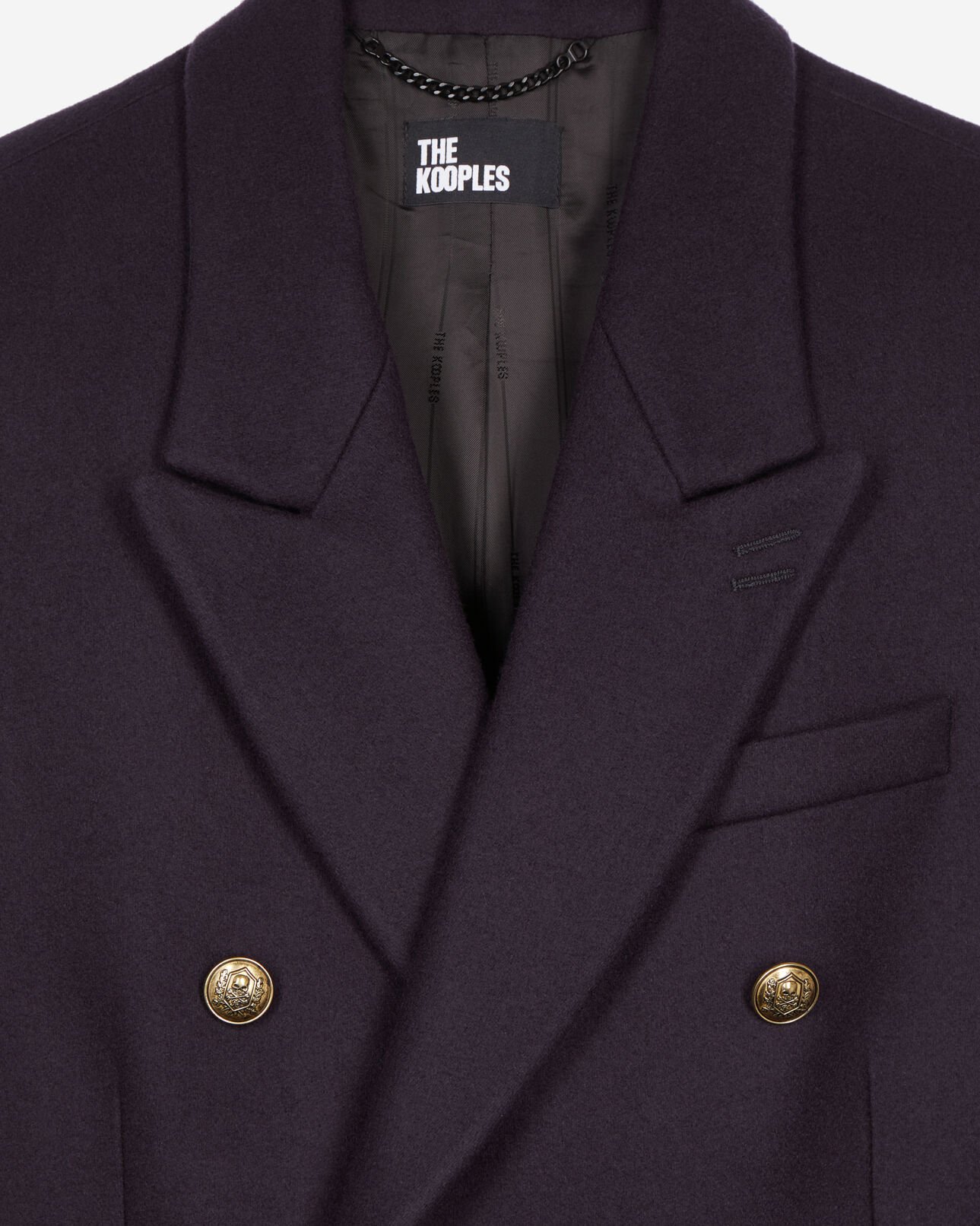 The Kooples HOMME NAVY manteau long en laine mélangée bleu marine