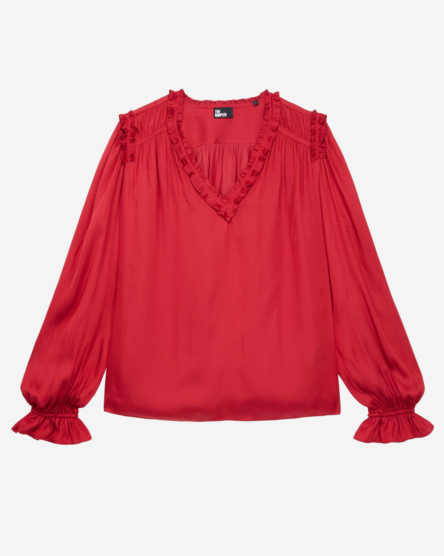 Red top with shirring, LIGHT BURGUNDY, hi-res image number null