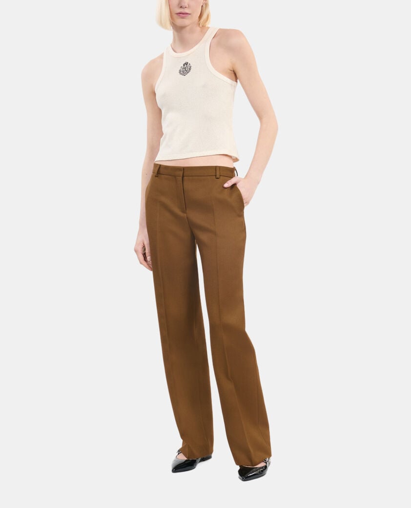 The Kooples DAMEN KAKI braune anzughose mit weitem bein