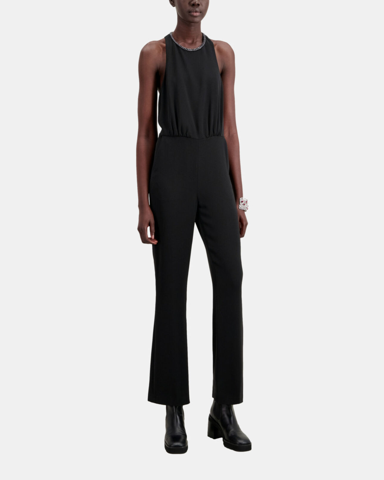 The Kooples DAMEN BLACK schwarzer overall aus krepp