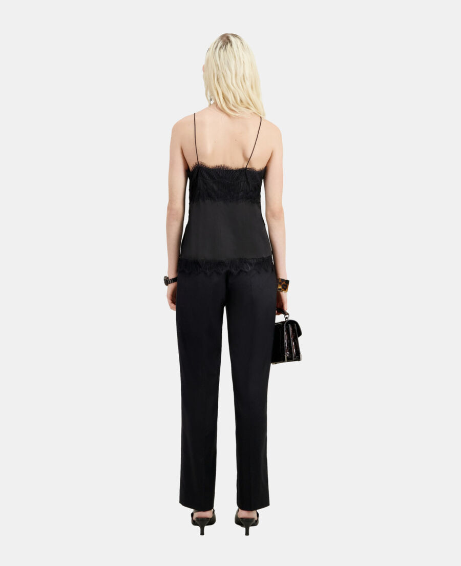 The Kooples MUJER BLACK camiseta interior negra detalles encaje