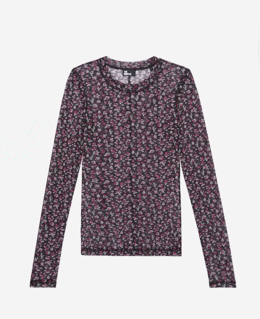 The Kooples FEMME BLACK / PINK t-shirt imprimé