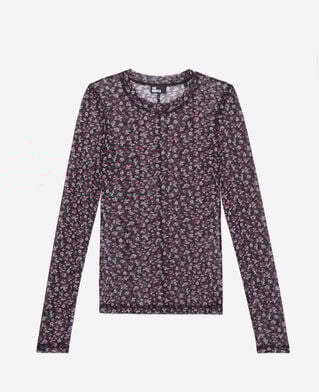 The Kooples FEMME BLACK / PINK t-shirt imprimé