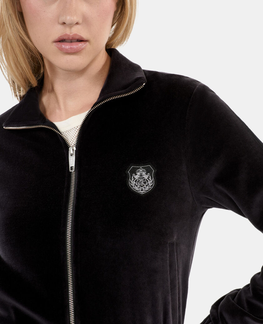 The Kooples FEMME BLACK sweatshirt logo en velours noir