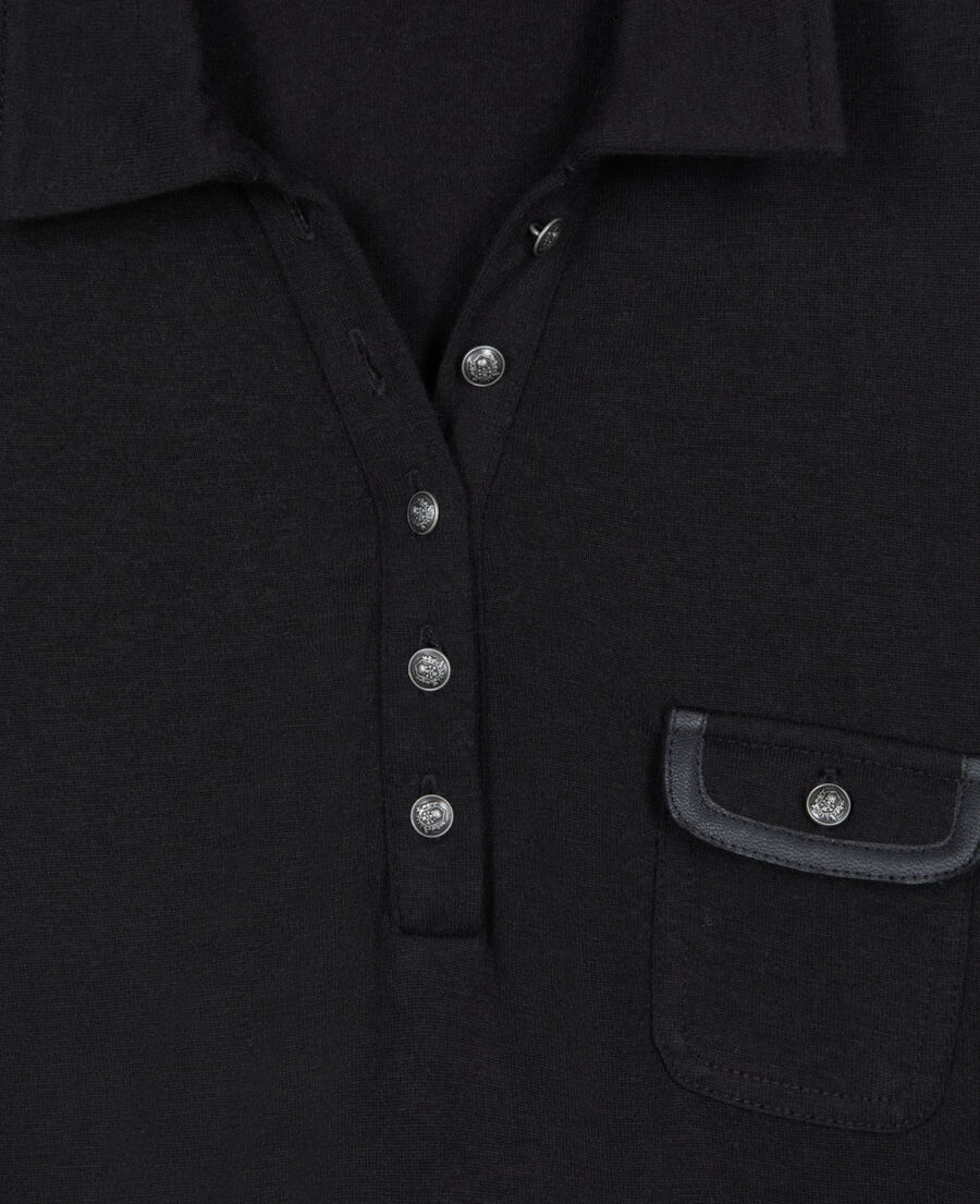 The Kooples F BLACK black long-sleeved polo t-shirt