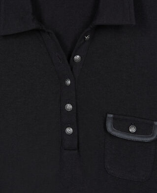 The Kooples F BLACK black long-sleeved polo t-shirt