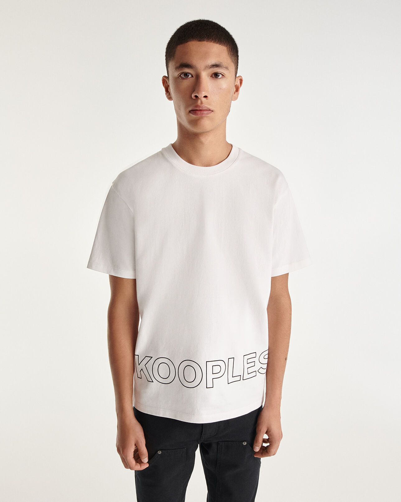 The Kooples HOMME WHITE t-shirt blanc coton imprimé the kooples