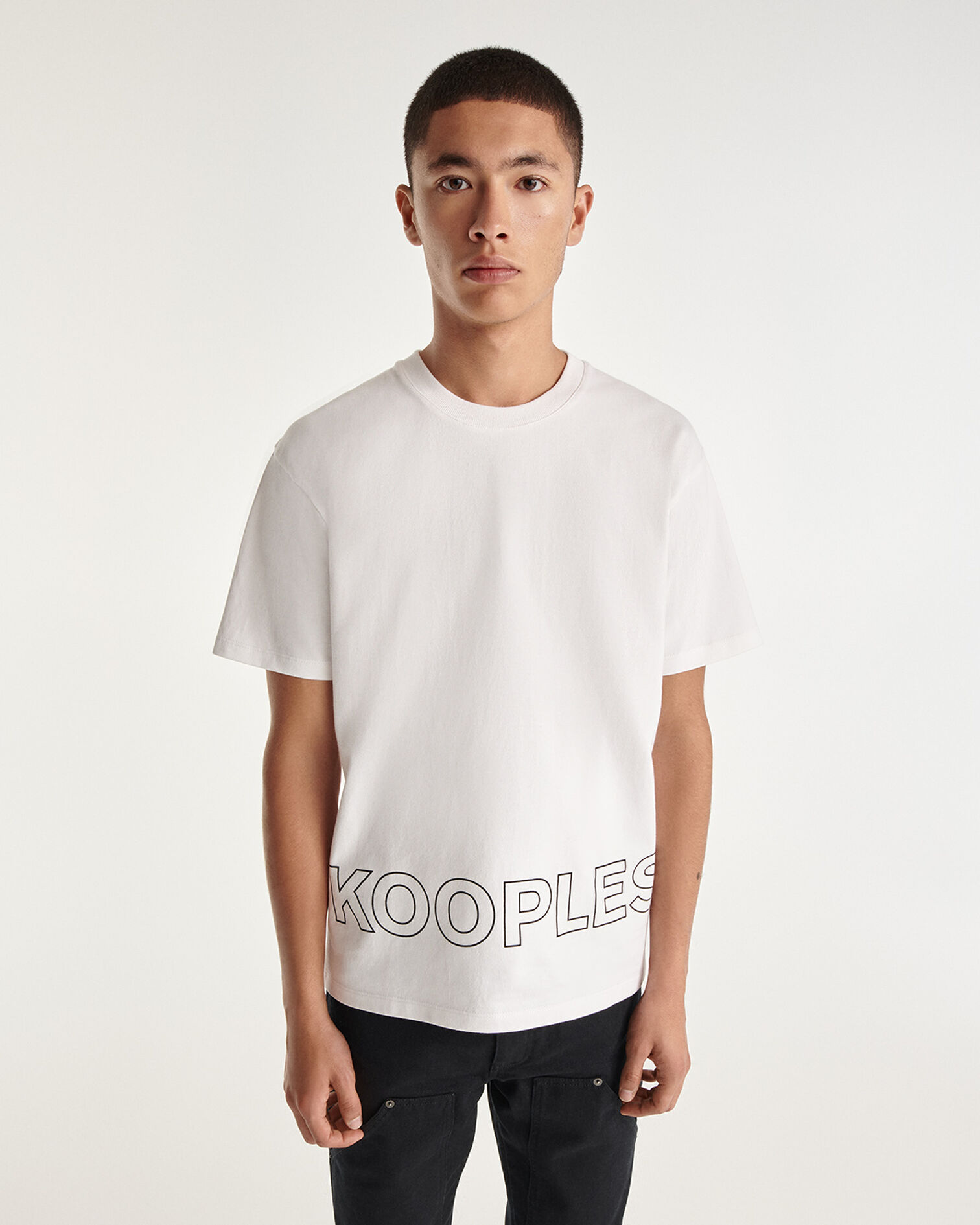 T-shirt blanc coton imprimé The Kooples, WHITE, hi-res image number null