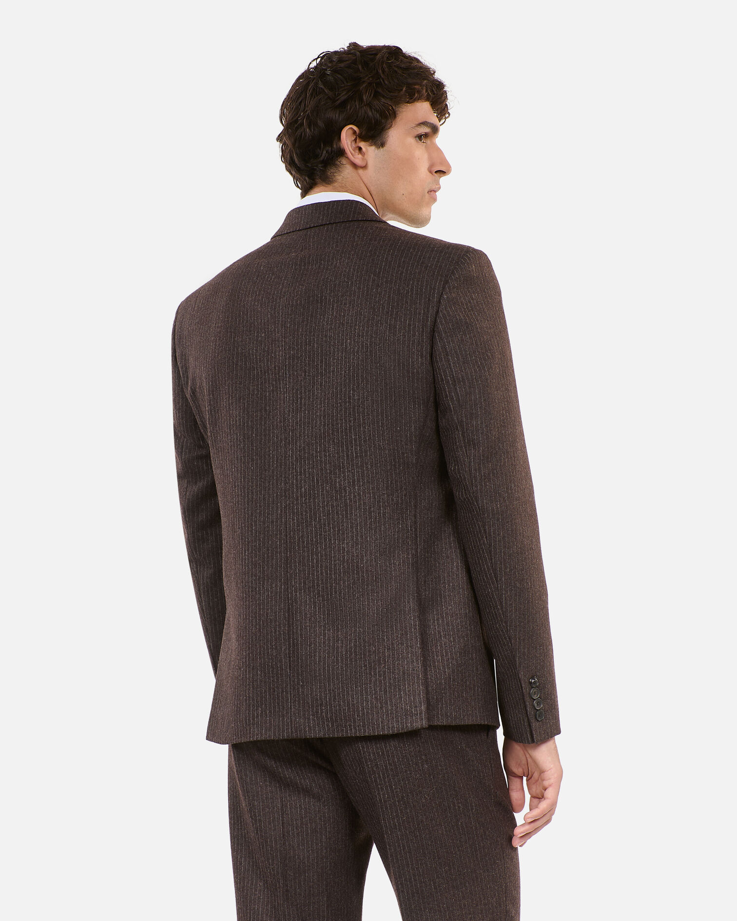 Brown pinstripe suit jacket, BROWN, hi-res image number null
