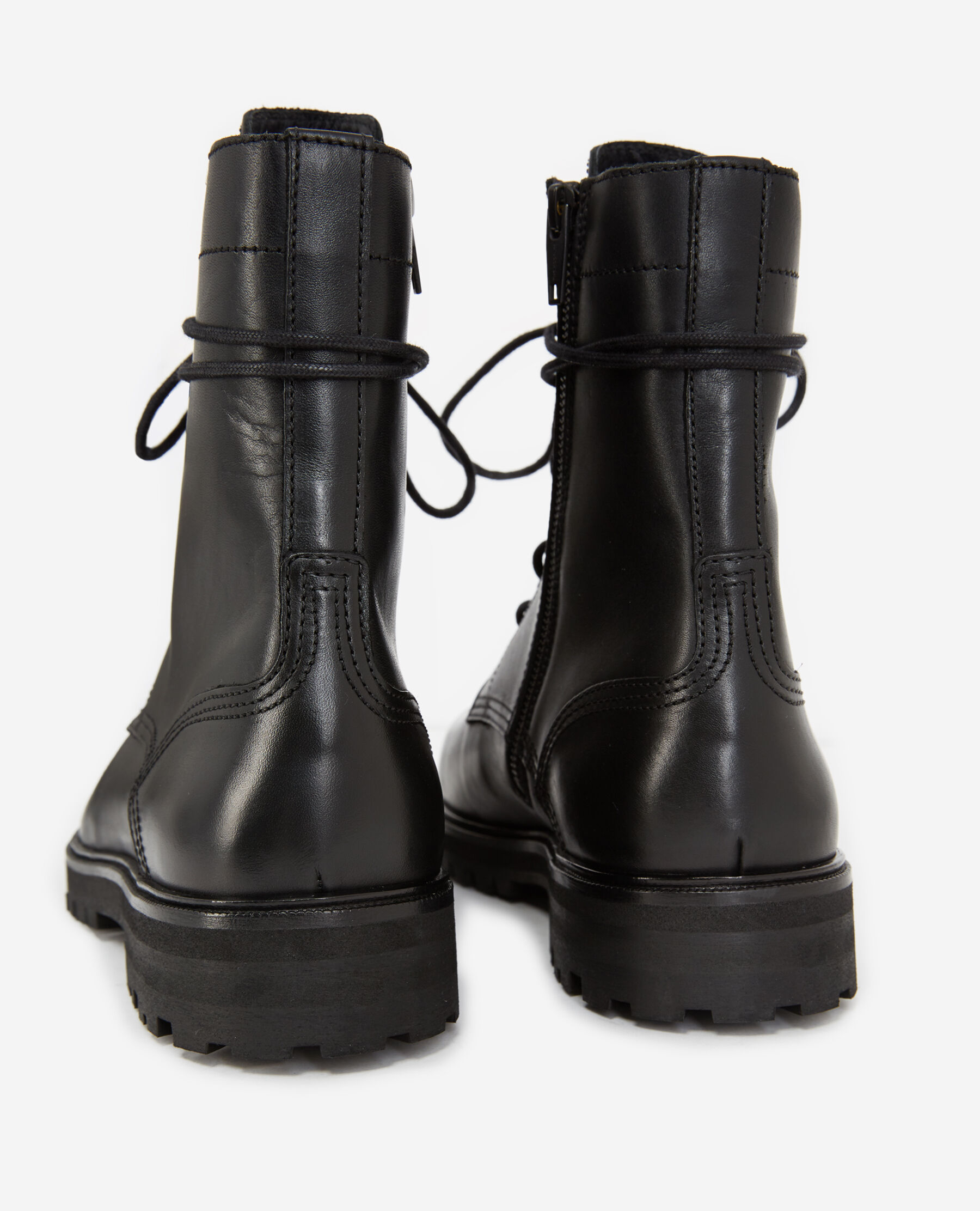 超話題新作 Black boots in leather with side lace detail | The Kooples US 靴