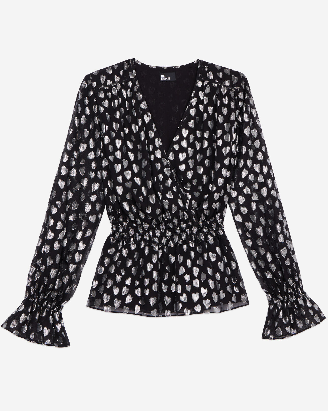 The Kooples WOMEN BLACK SILVER black top with silver hearts