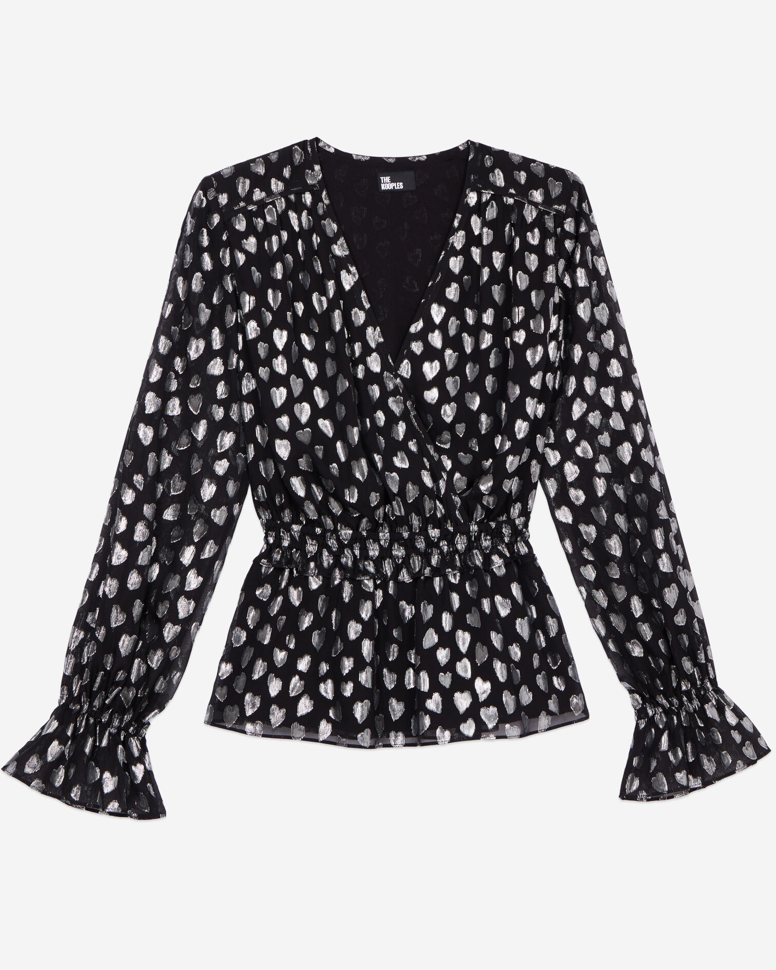 Black top with silver hearts, BLACK SILVER, hi-res image number null
