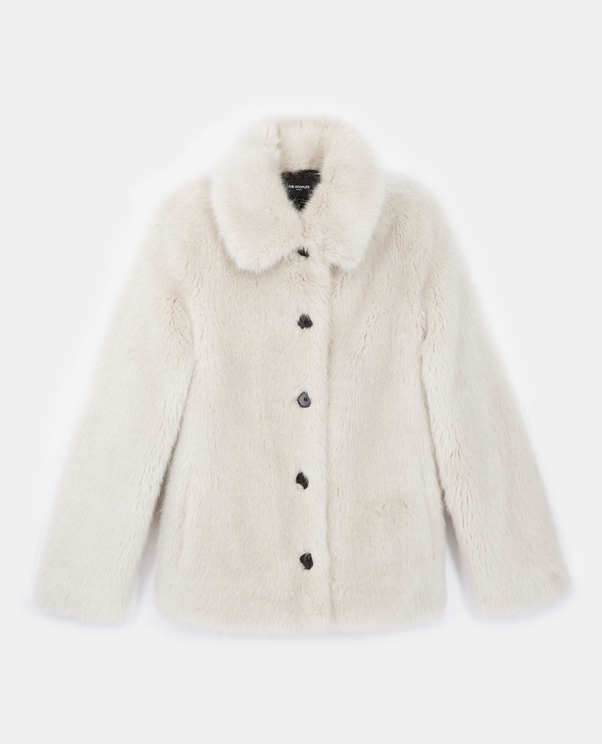 White faux fur coat, WHITE, hi-res image number null