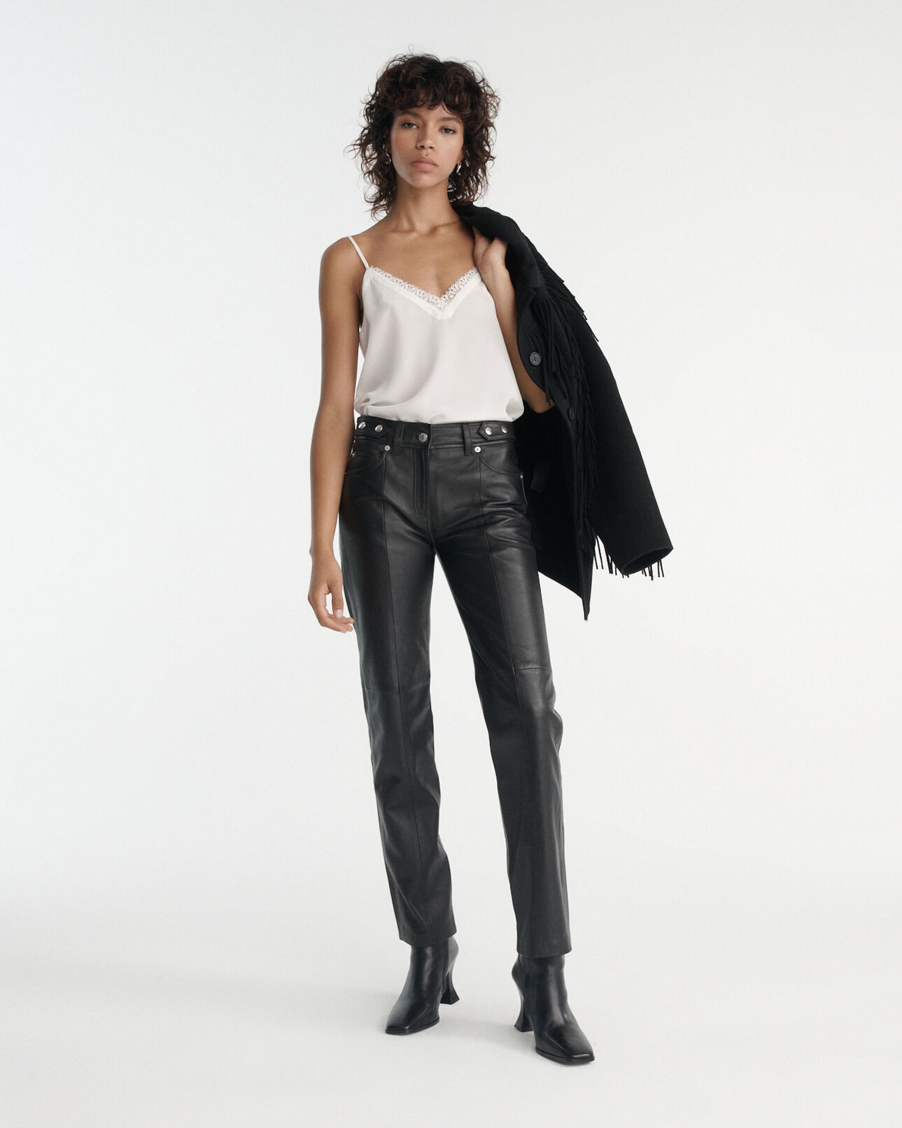 The Kooples WOMEN ECRU ecru silk camisole with v-neck and lace back