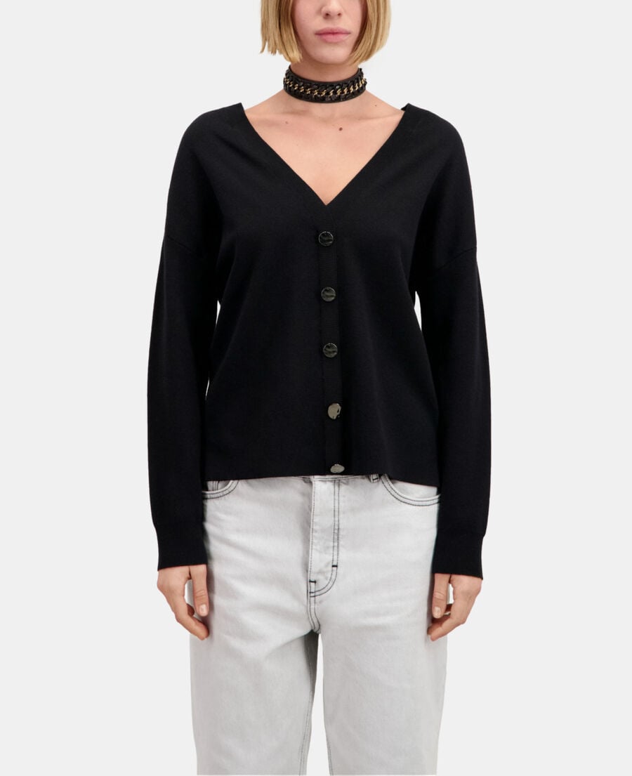 The Kooples F BLACK ecru sweater with buttoning on the back