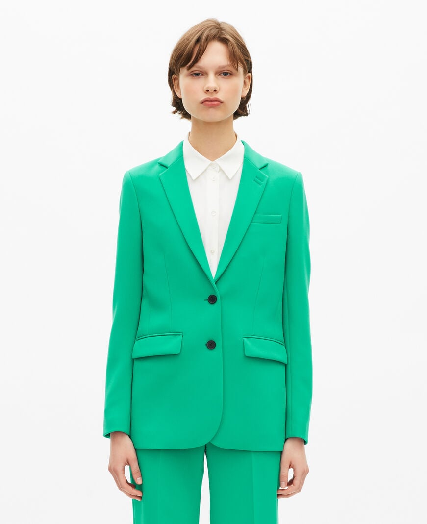 The Kooples FEMME GREEN veste tailleur verte en crêpe
