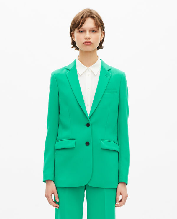 The Kooples FEMME GREEN veste tailleur verte en crêpe