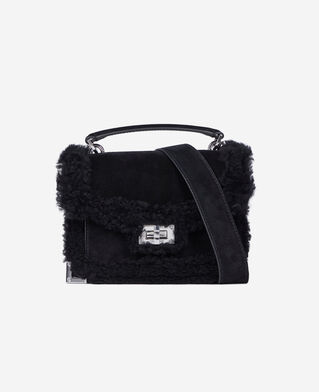 The Kooples WOMEN BLACK emily small black suede leather bag