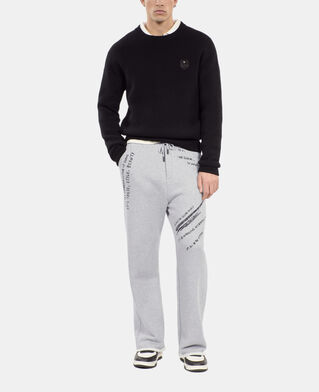 The Kooples MEN STONE GREY handwritten serigraphy tracksuit trousers