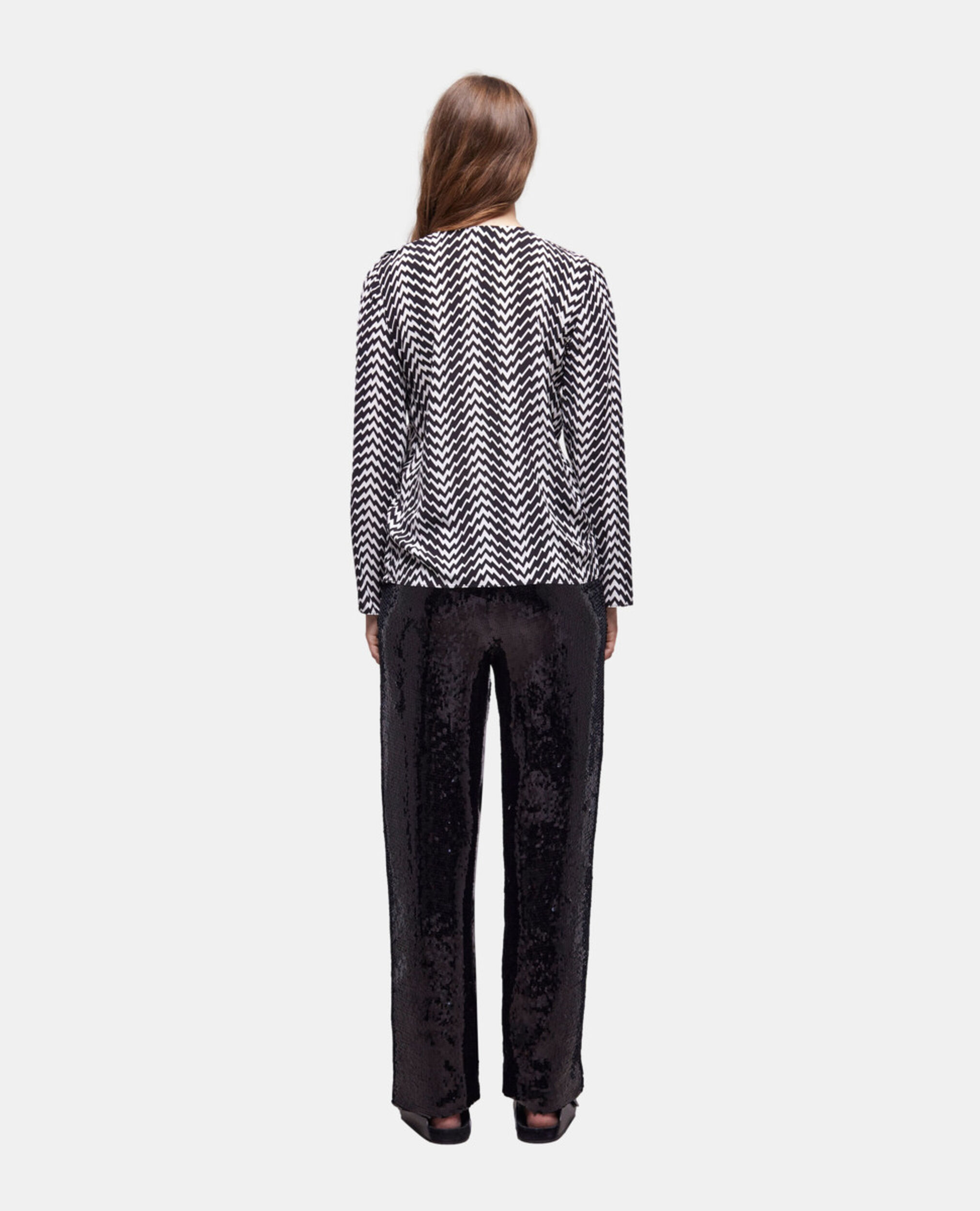 Black printed top, BLACK WHITE, hi-res image number null