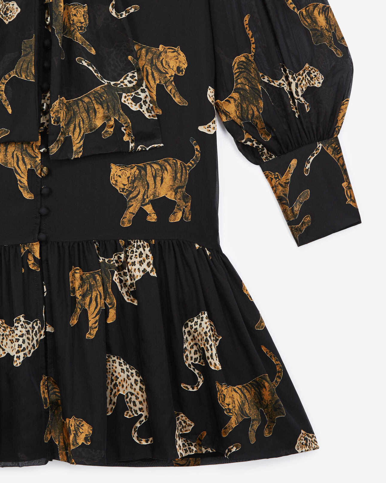 The Kooples WOMEN BROWN short black dress with leopard print