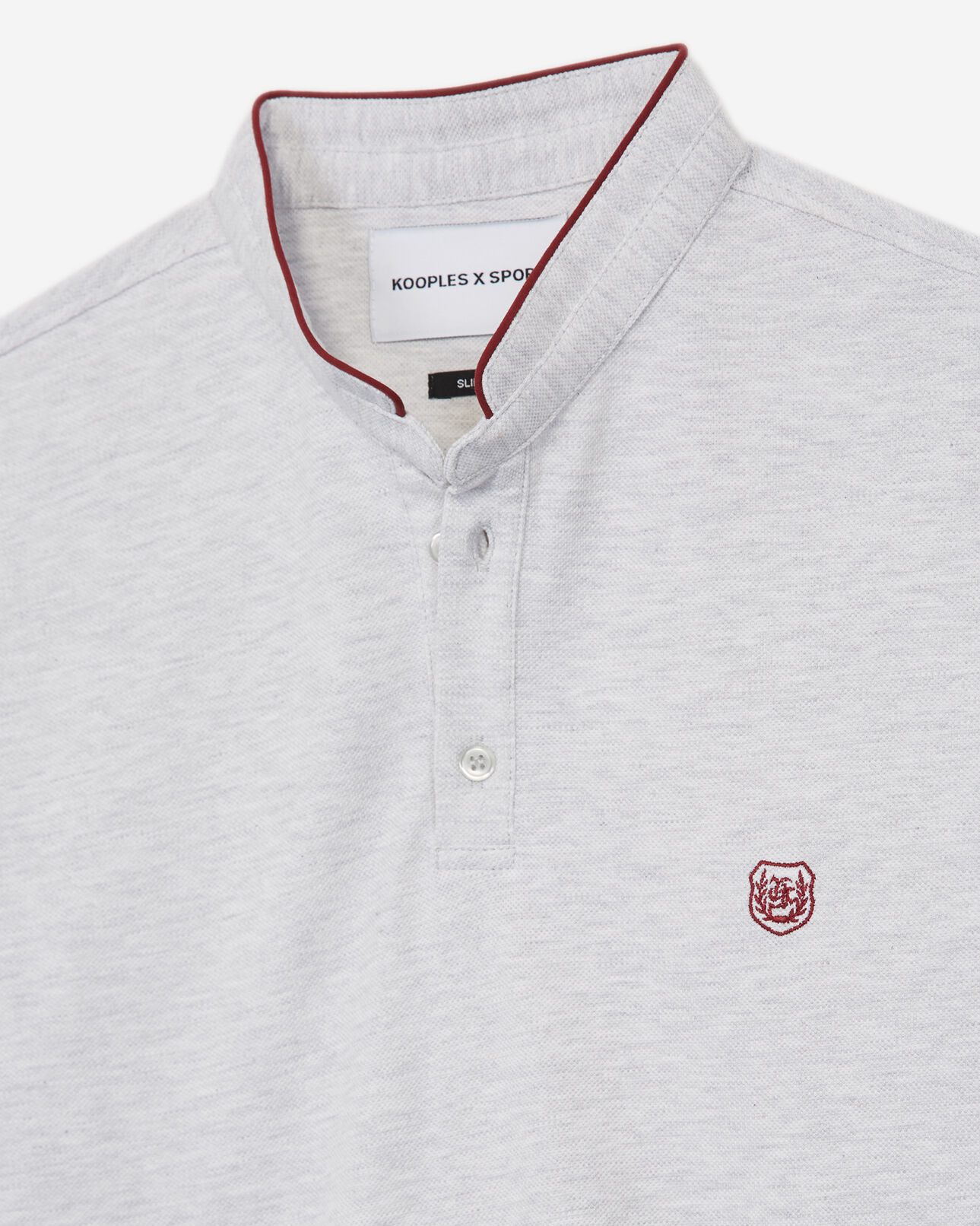 The Kooples HOMME L WHITE MEL / GARNET BURG polo blanc cassé à col officier