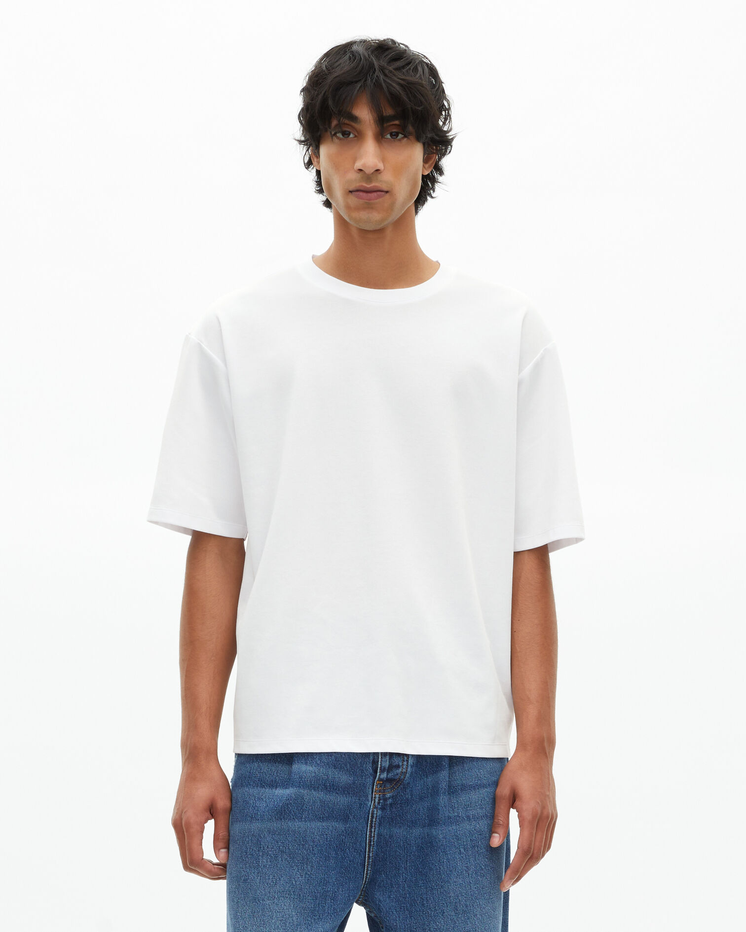Large plain white T-shirt, WHITE, hi-res image number null
