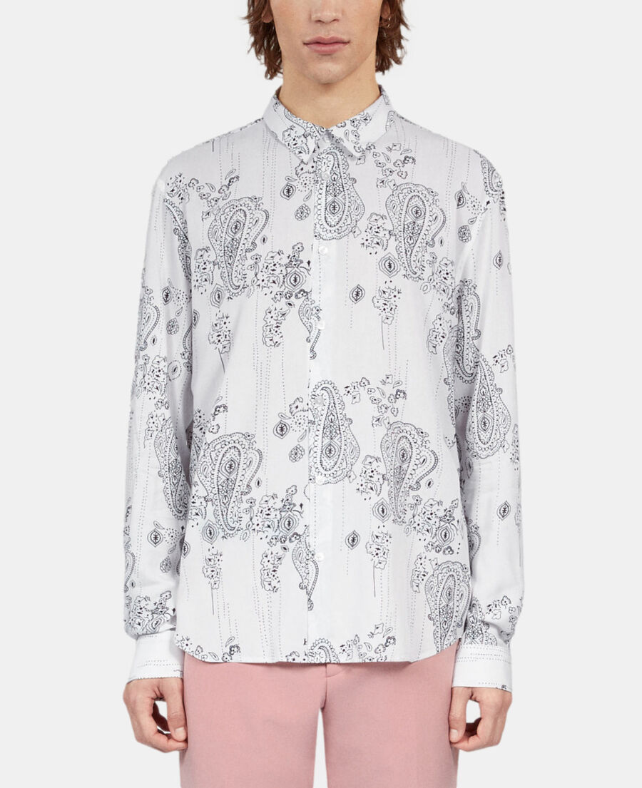 The Kooples MEN ECRU NAVY printed shirt
