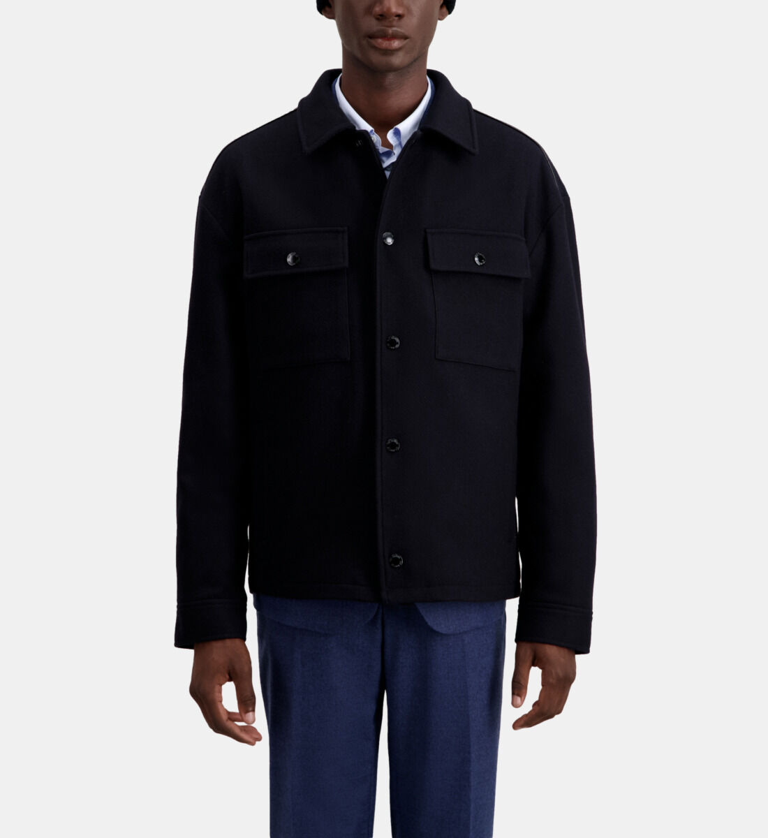 Blue wool blend overshirt jacket The Kooples