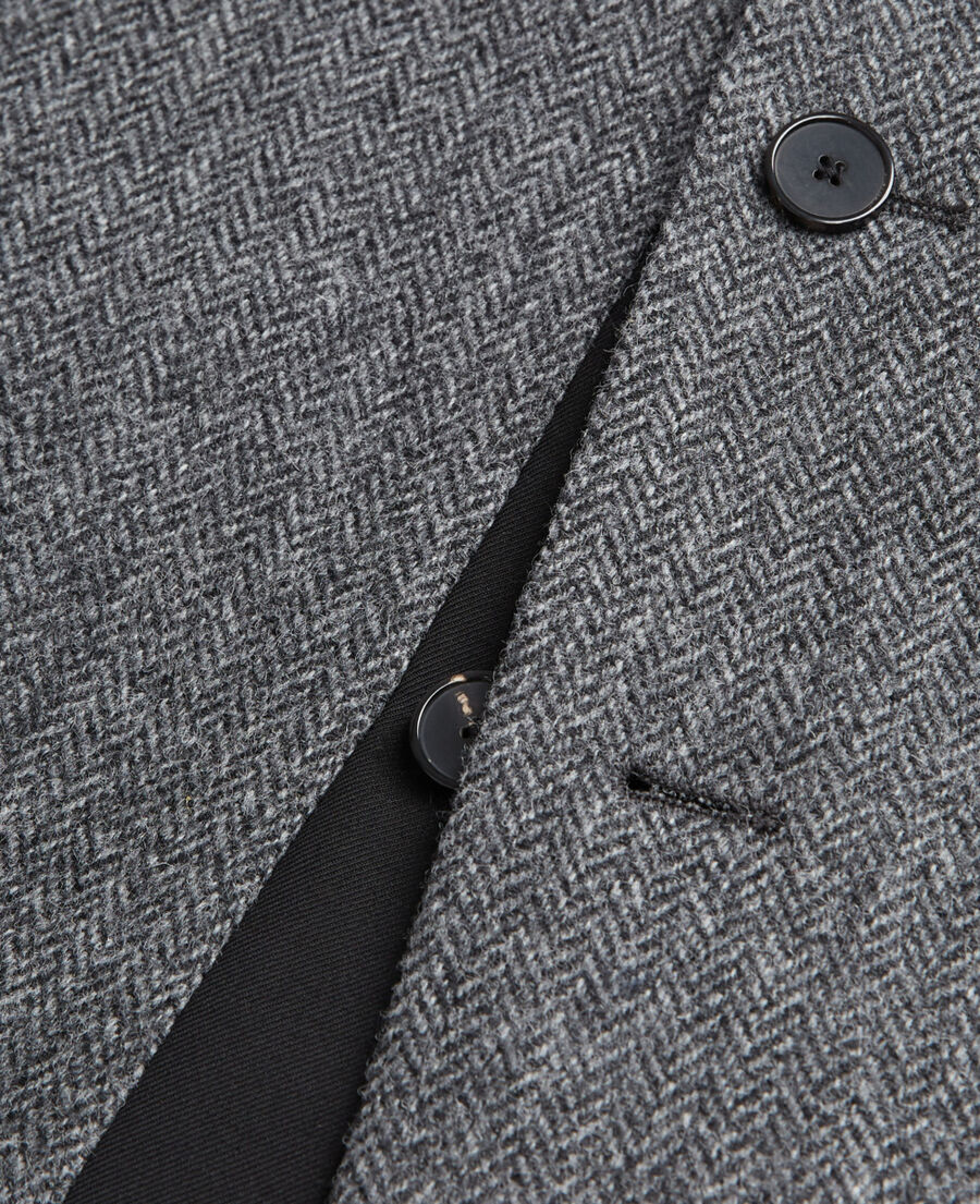 gray patterned wool jacket
