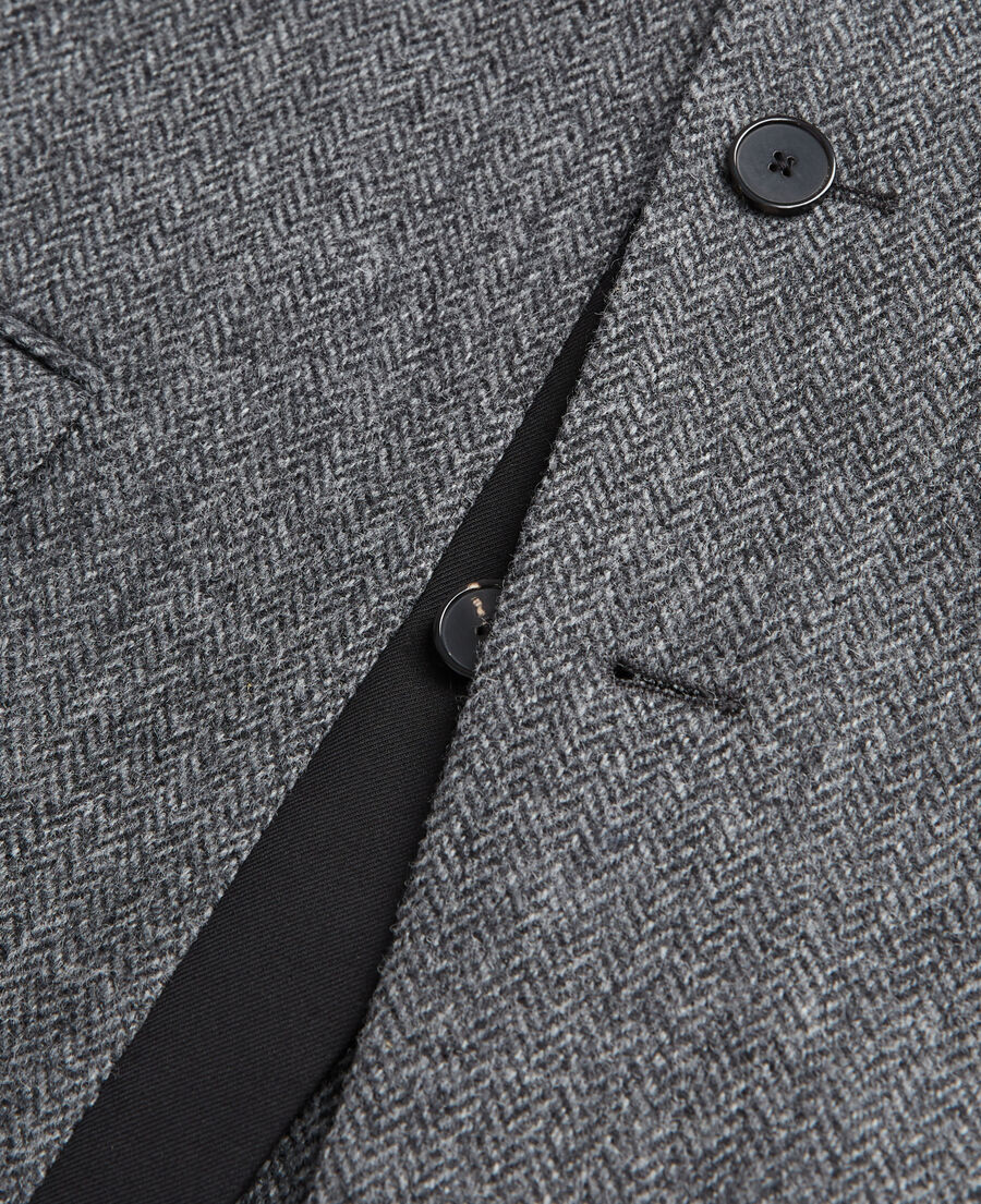 gray patterned wool jacket